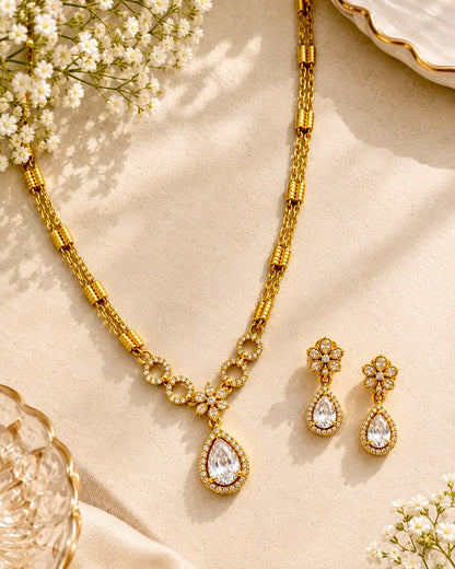 Crystal Drop Pendant Set