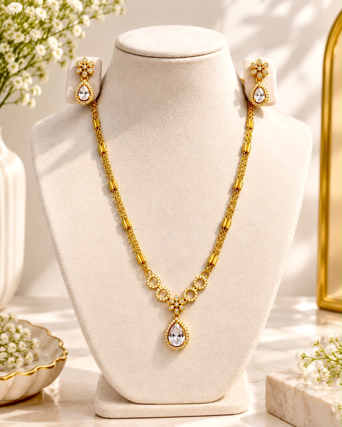 Crystal Drop Pendant Set