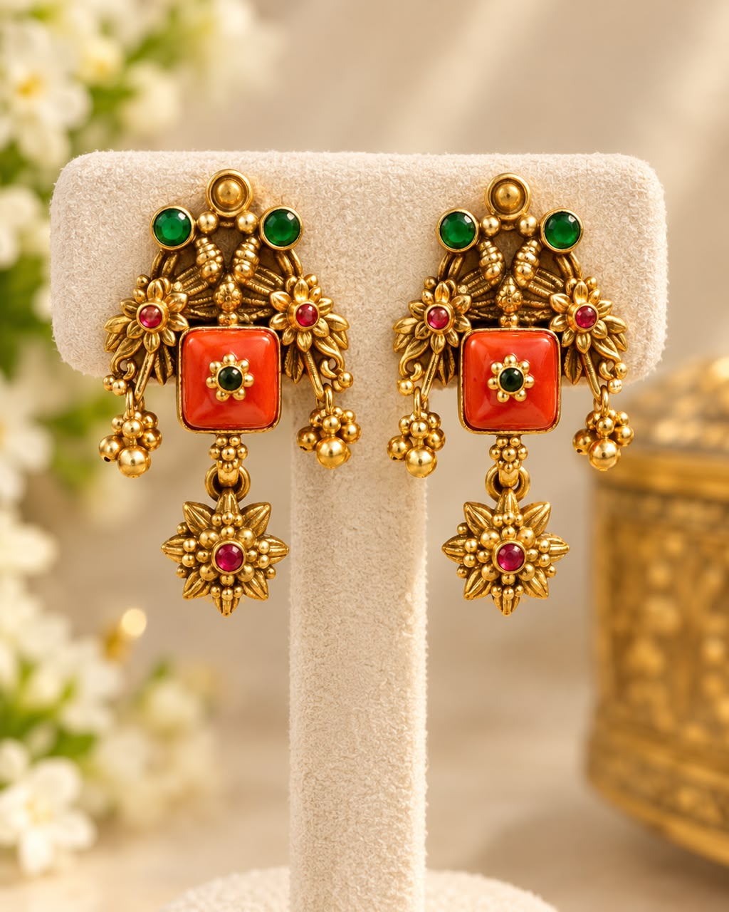 Kashvi Coral Pendant Set