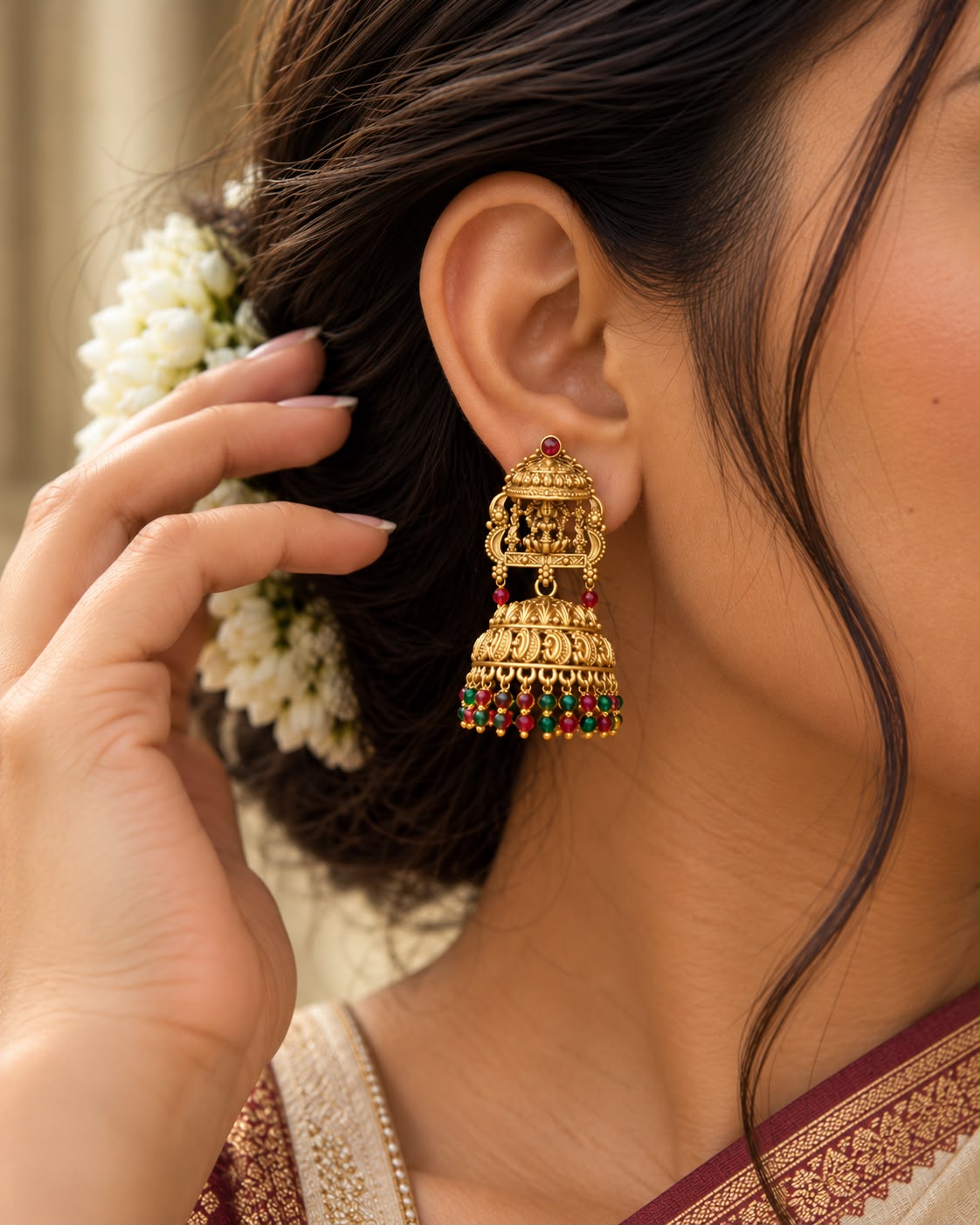 Jharokha Lakshmi Jhumkas
