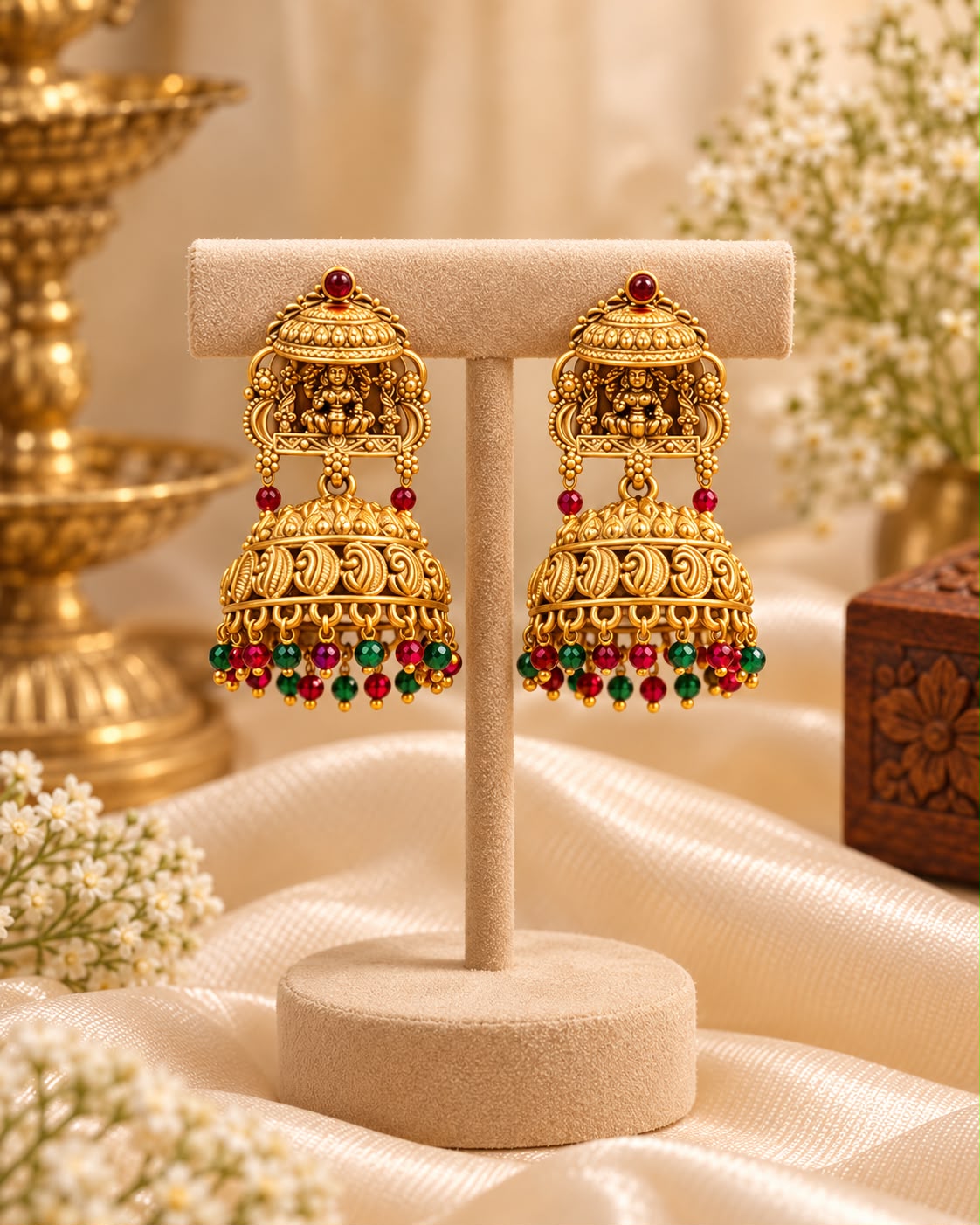 Jharokha Lakshmi Jhumkas