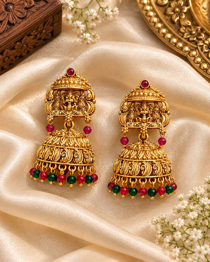 Jharokha Lakshmi Jhumkas
