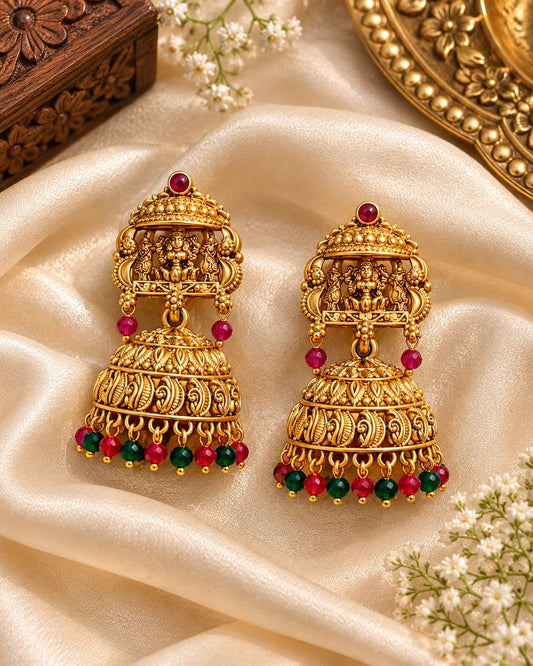 Jharokha Lakshmi Jhumkas