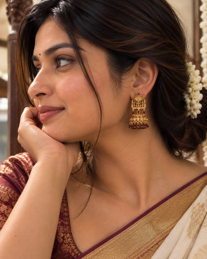 Jharokha Lakshmi Jhumkas