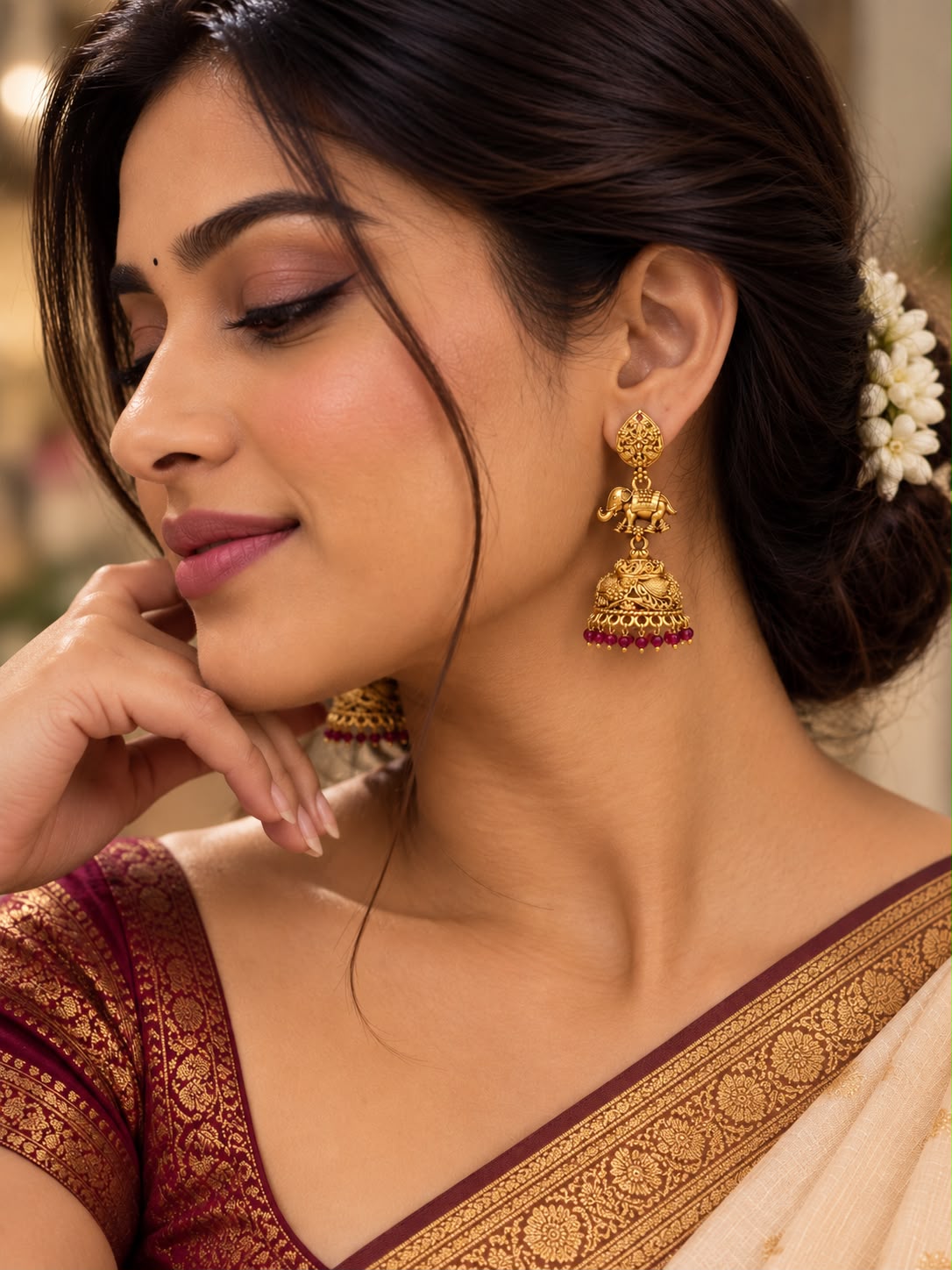 Gaja Red Jhumkas