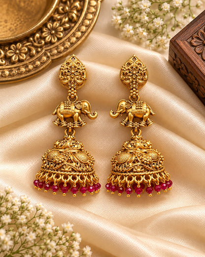 Gaja Red Jhumkas