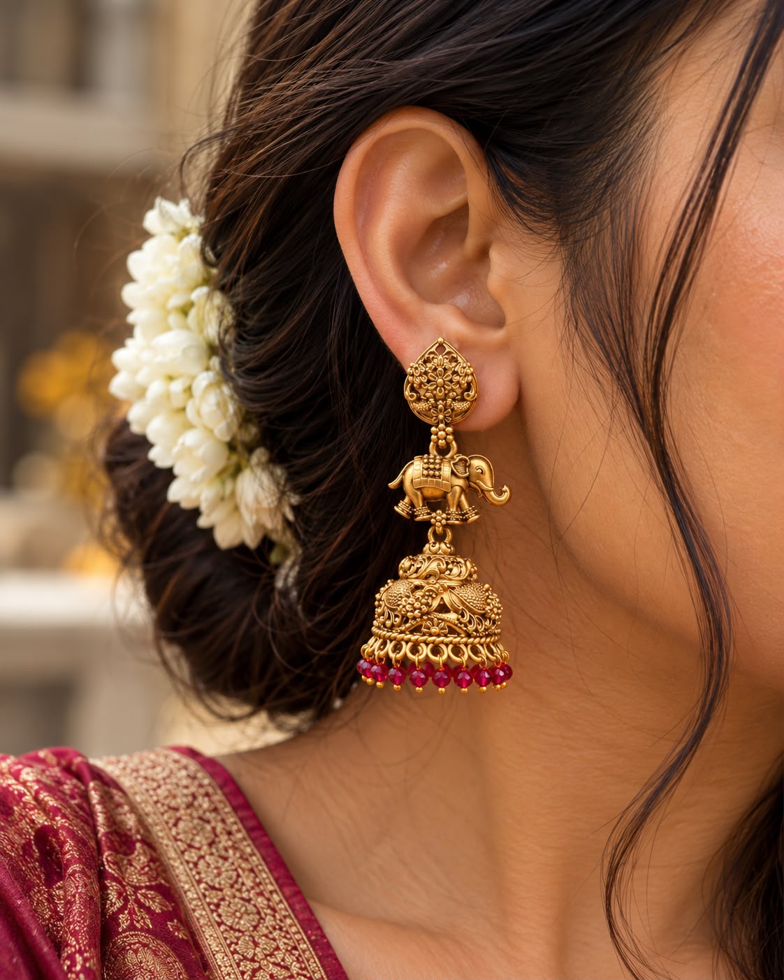 Gaja Red Jhumkas