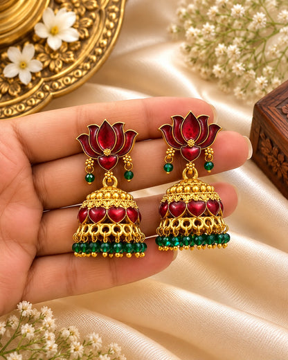 Red Lotus Jhumkas