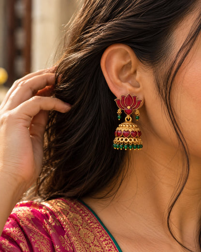 Red Lotus Jhumkas