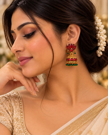 Red Lotus Jhumkas