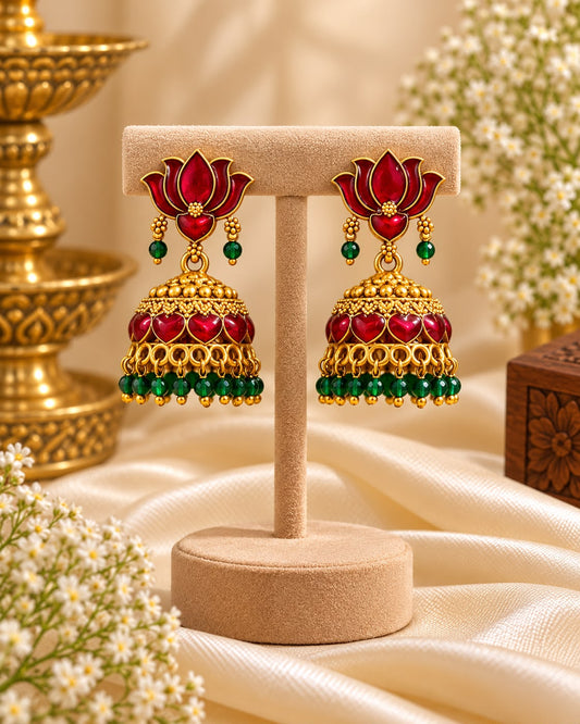 Red Lotus Jhumkas