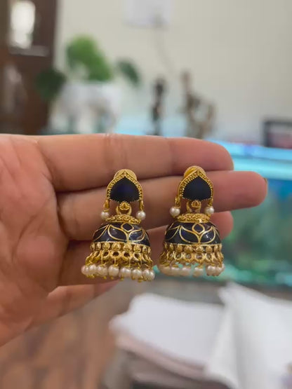 Blue Enamel Jhumkas