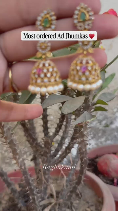 Mayur AD Green and Pink Earring