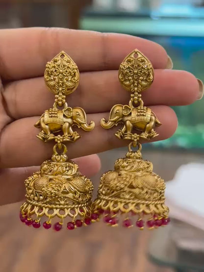 Gaja Red Jhumkas
