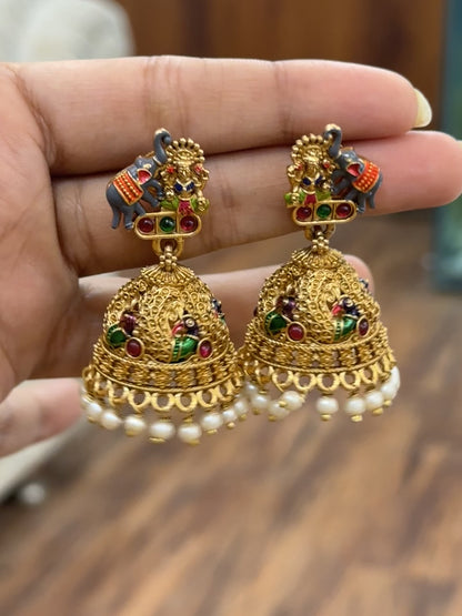 Gajarani Meenakari Earrings