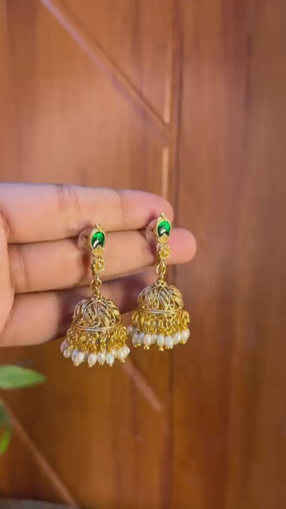 Green Palakam Jhumkas