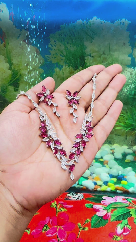 Pink Crystal AD Necklace