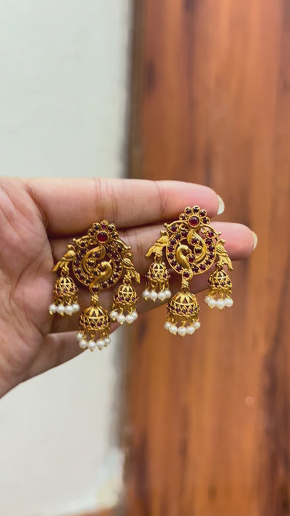 Red Mayurangi Jhumkis