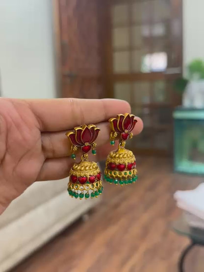 Red Lotus Jhumkas