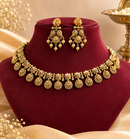 Pushp Laxmi 1G Gold Polish Necklace Set