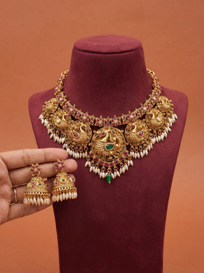 Rajamalli temple necklace set